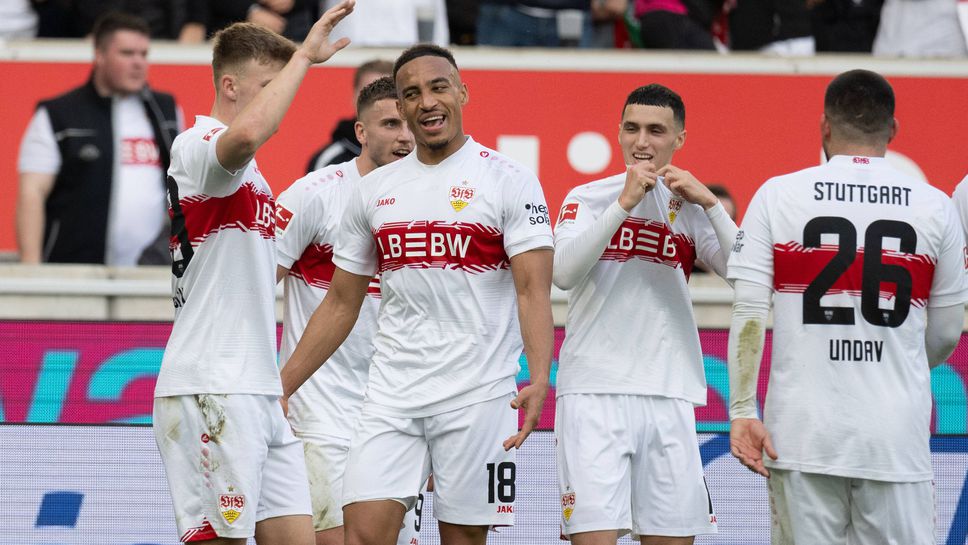 Щутгарт се разправи за едно полувреме с пропадащия Волсфсбург и се изравни с третия